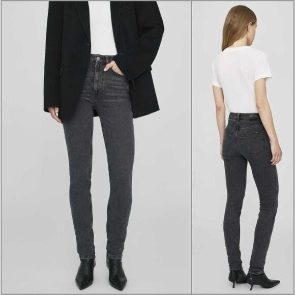 ANINE BING Beck High Rise Skinny Slim Jeans Dark Grey Size 30 NWT